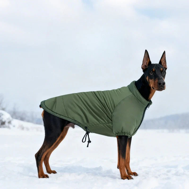 Warm Waterproof Dog Jacket with Harness – Windproof Turtleneck Winter Coat