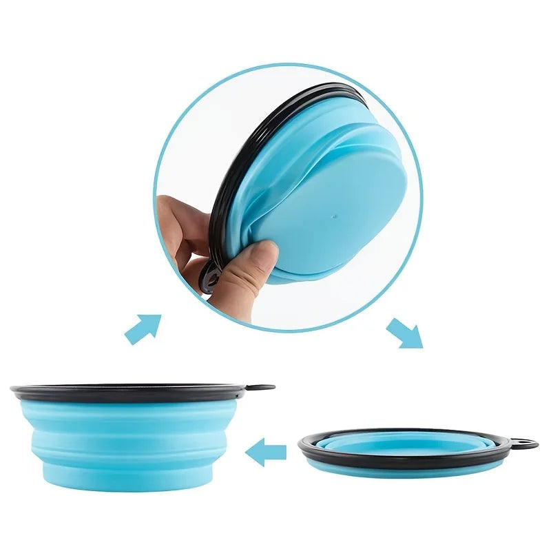 Portable Collapsible Pet Food & Water Bowl for Dogs & Cats