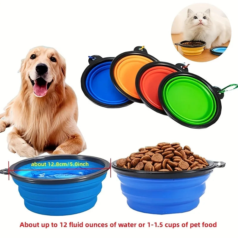 Portable Collapsible Pet Food & Water Bowl for Dogs & Cats