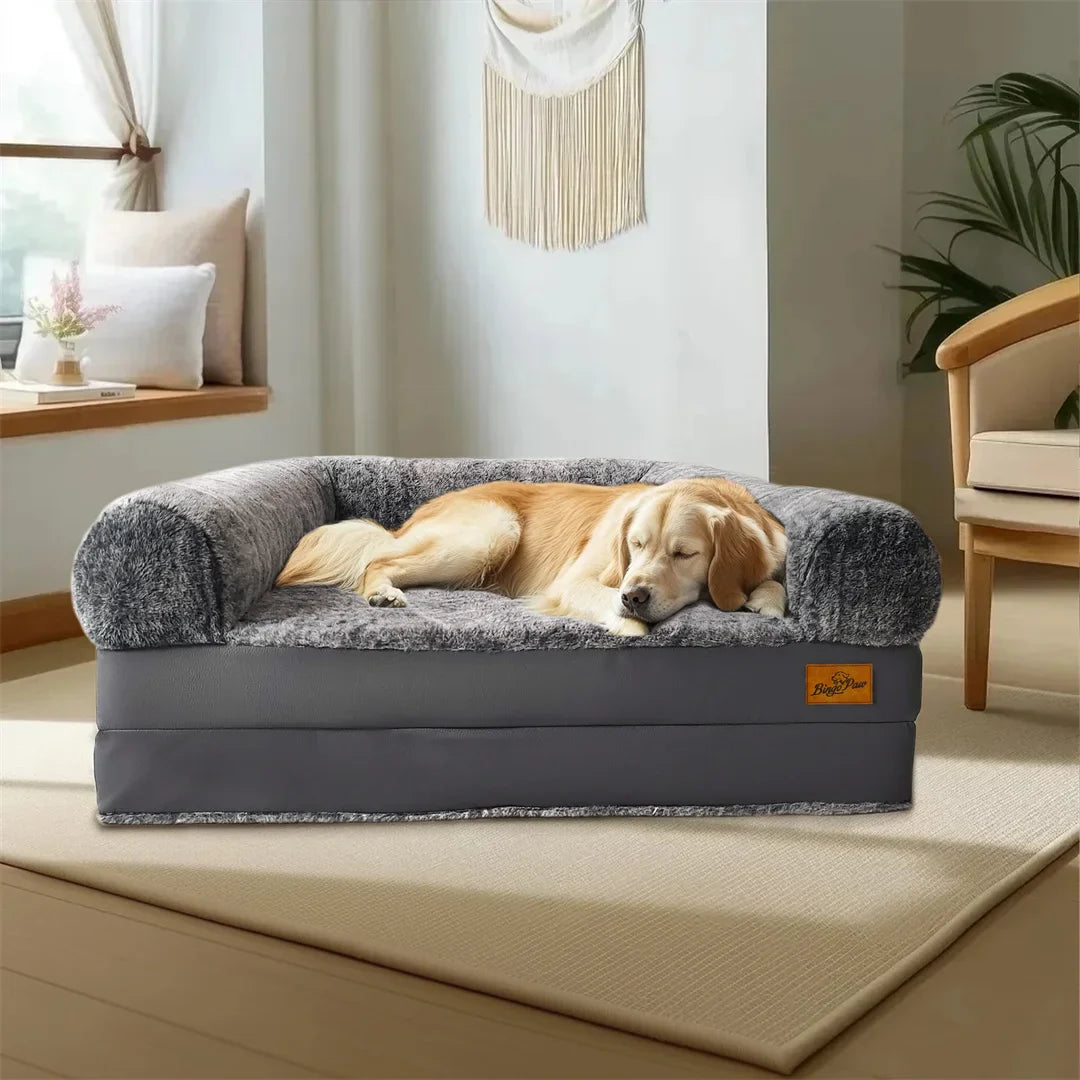 180cm Human-Size Giant Dog Bed – Foldable Calming Orthopedic Pet Bed with Plush Cover