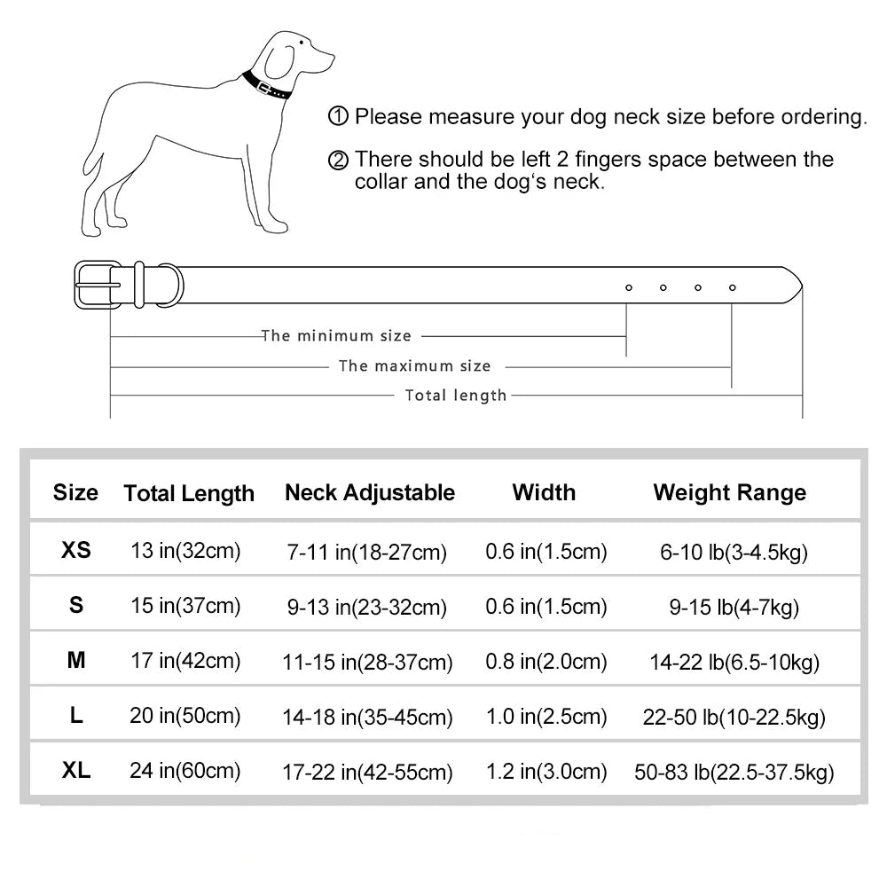 Custom PU Leather Dog Collar with Engraved ID Nameplate – Adjustable Soft Padded Collar