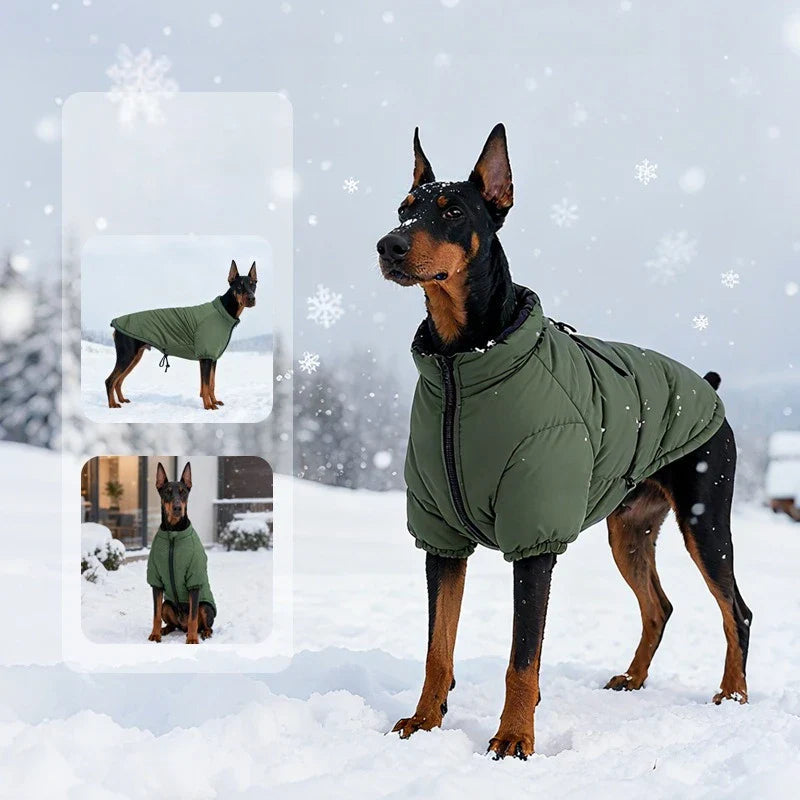 Warm Waterproof Dog Jacket with Harness – Windproof Turtleneck Winter Coat