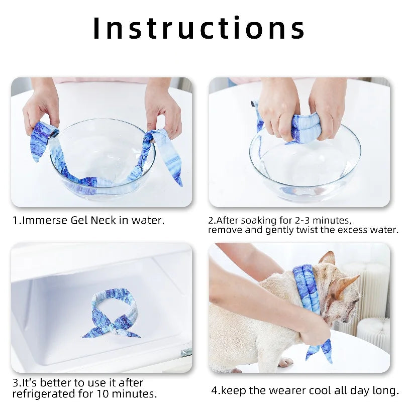 Dogs Ice Cool Neck Bandana – Instant Cooling Pet Scarf Collar | Summer Heatstroke Prevention Breathable Dog Cooling Bandana