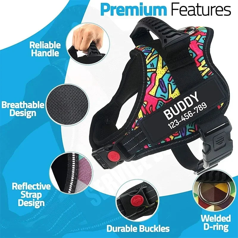 NO PULL Dog Harness Personalized With Your Dog Name