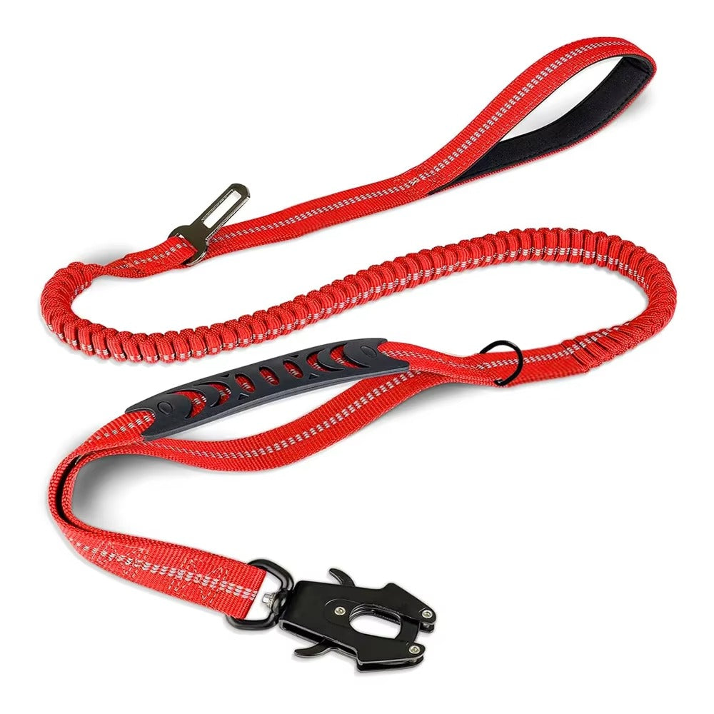 Heavy Duty Dog Leash with Car Seatbelt – Reflective Bungee Lead