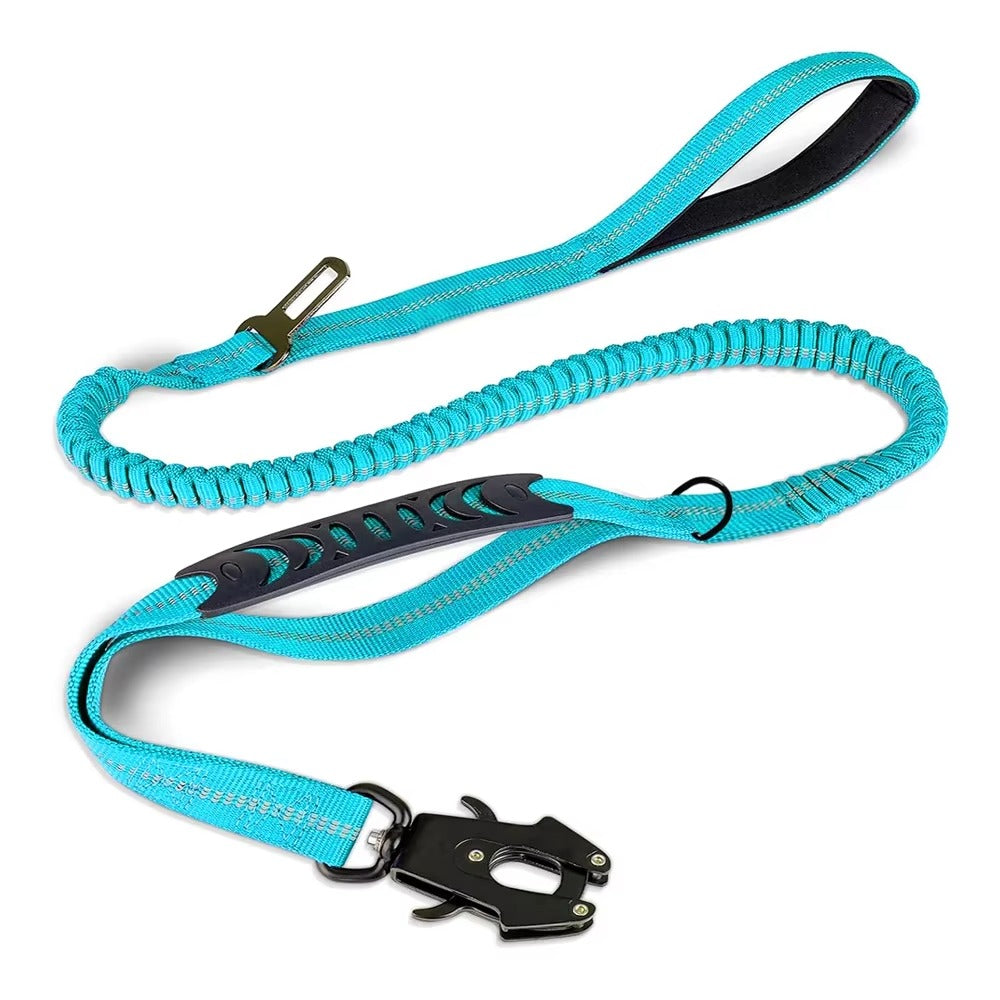 Heavy Duty Dog Leash with Car Seatbelt – Reflective Bungee Lead