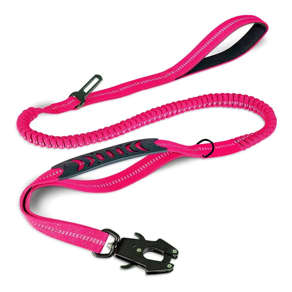 Heavy Duty Dog Leash with Car Seatbelt – Reflective Bungee Lead