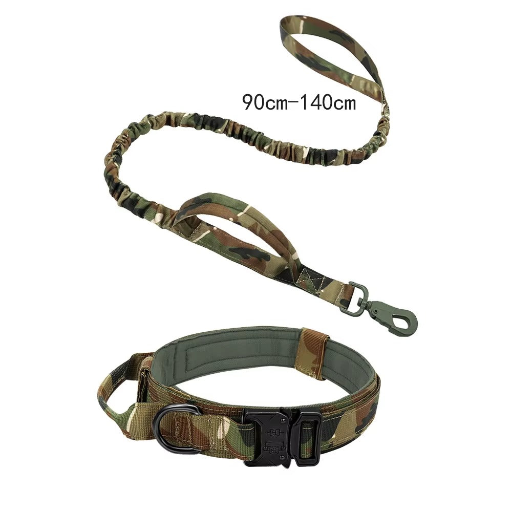 Heavy Duty Tactical Dog Collar & Elastic Leash Set