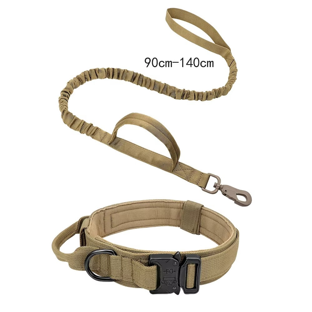 Heavy Duty Tactical Dog Collar & Elastic Leash Set