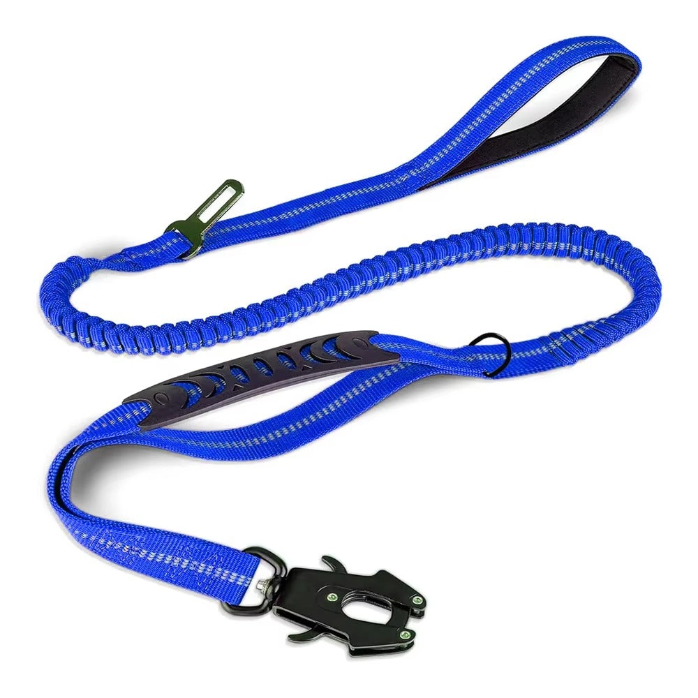 Heavy Duty Dog Leash with Car Seatbelt – Reflective Bungee Lead
